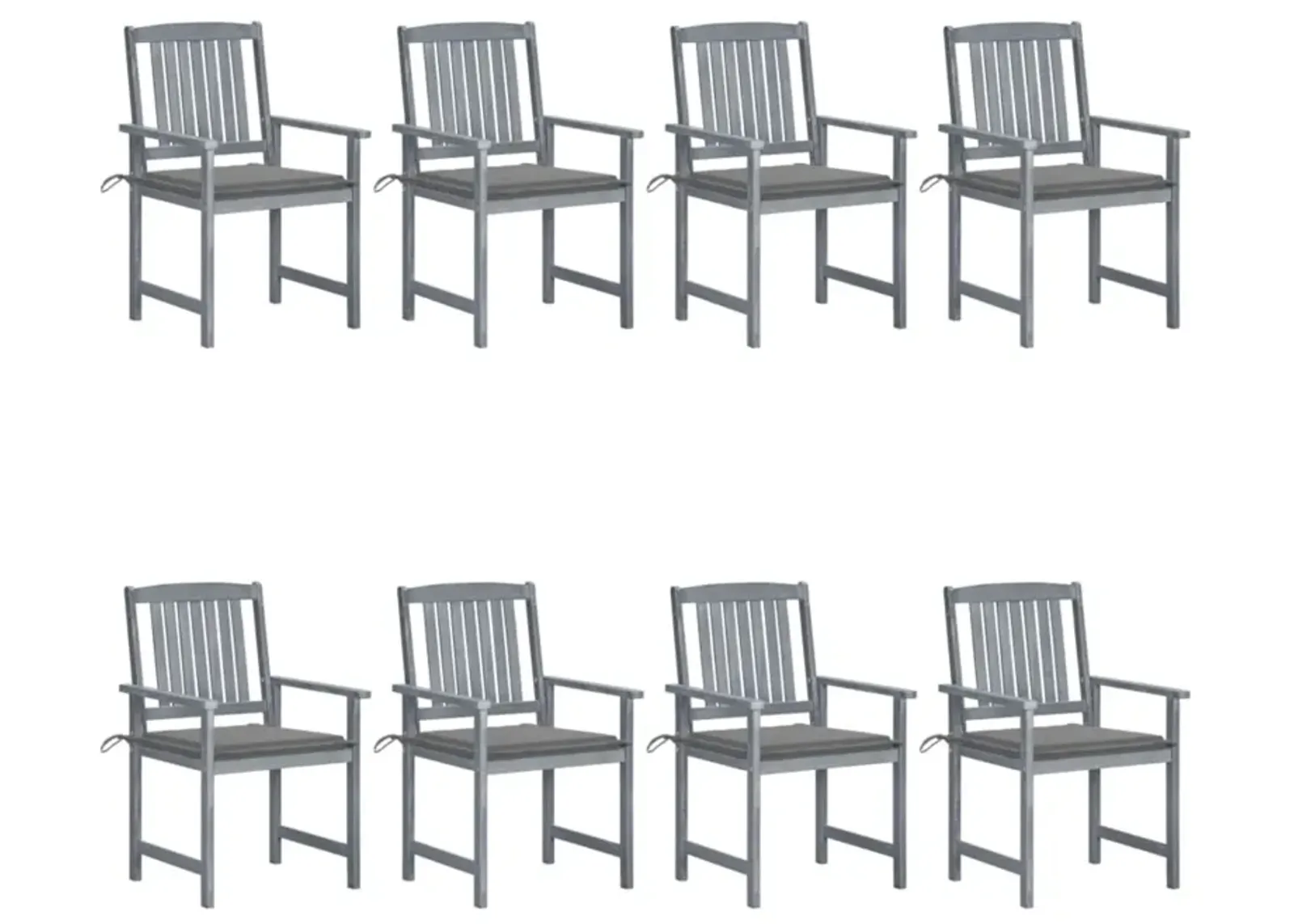 vidaXL Garden Chairs with Cushions 8 pcs Solid Acacia Wood Gray