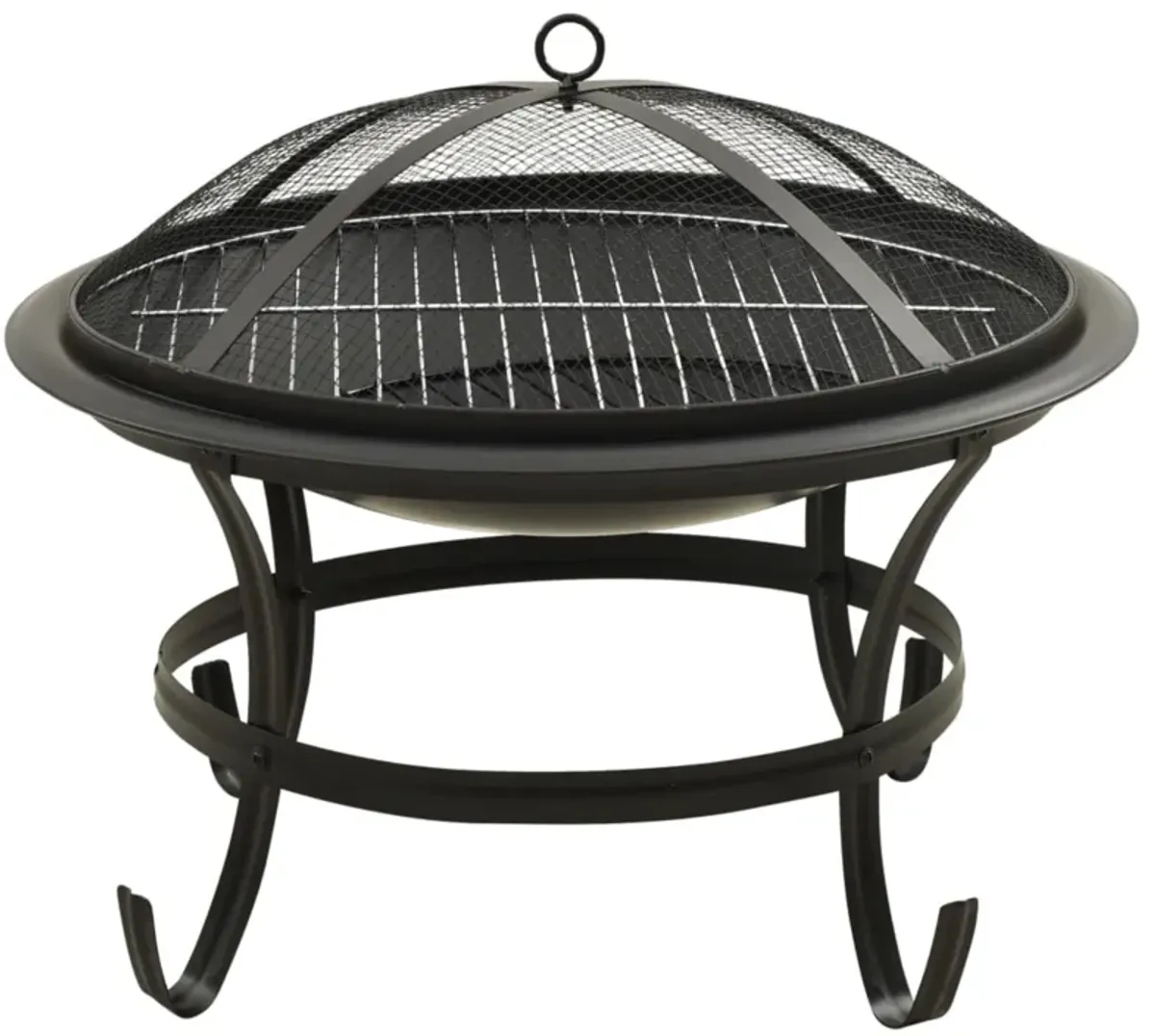 vidaXL 2-in-1 Fire Pit and BBQ with Poker 22"x22"x19.3" Steel