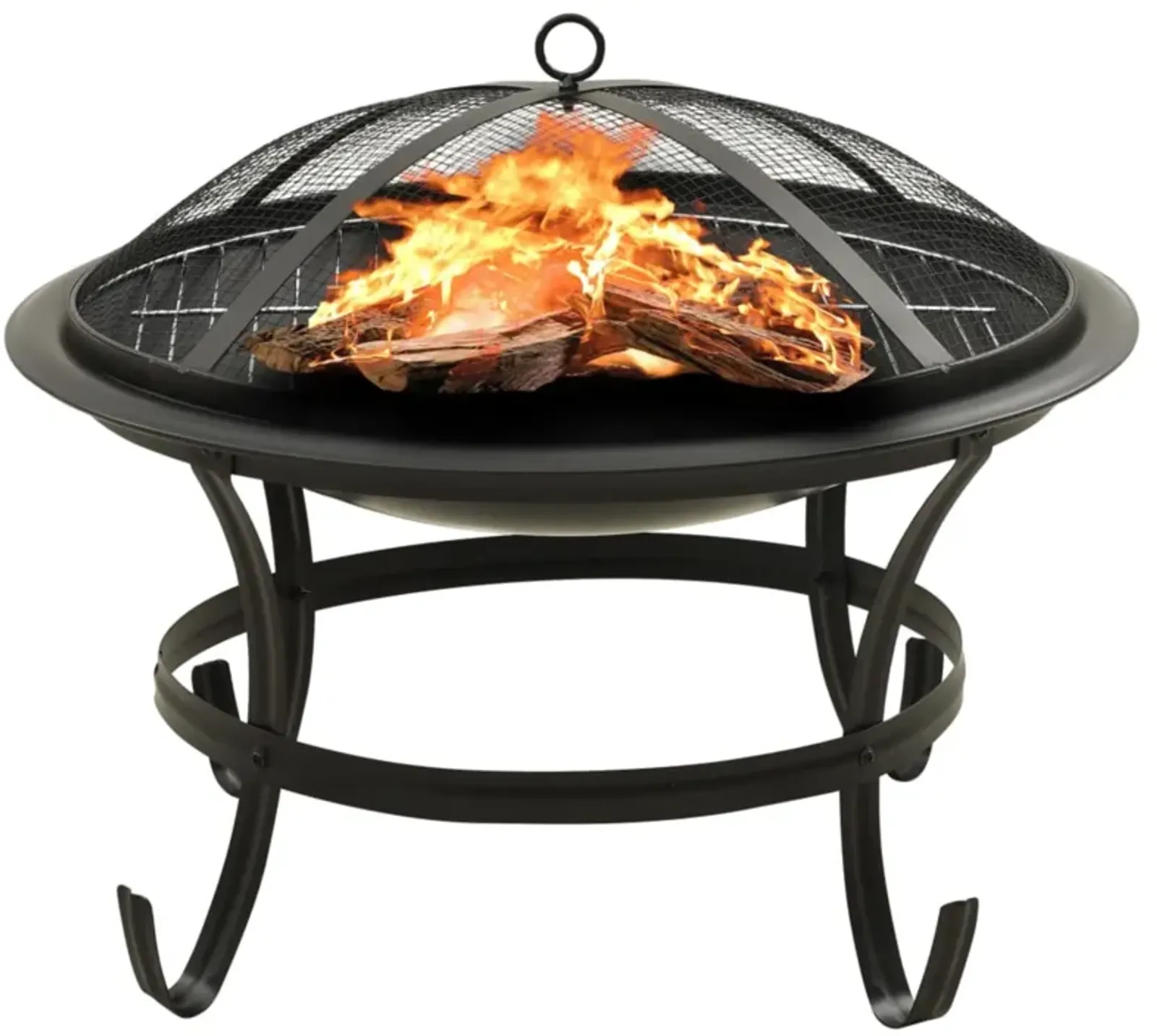 vidaXL 2-in-1 Fire Pit and BBQ with Poker 22"x22"x19.3" Steel