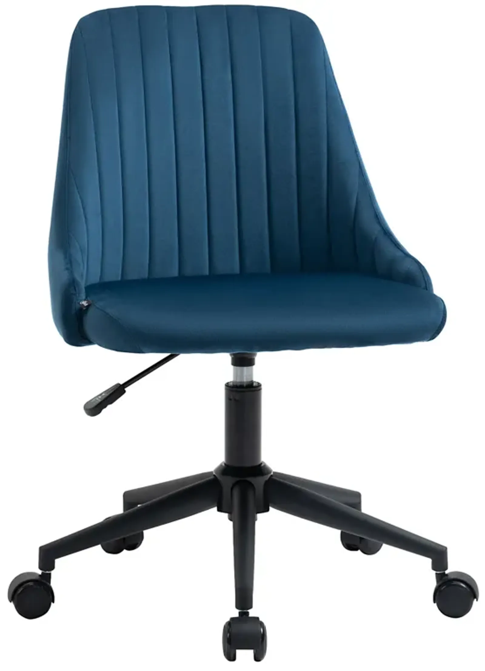 Blue Office Comfort: Velvet Swivel Mid-Back Chair with Scallop Shape