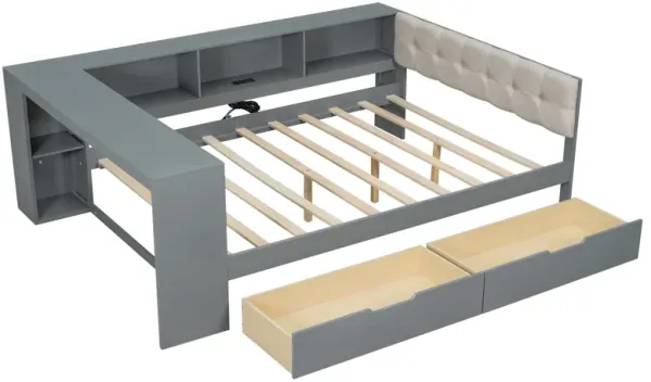 Merax Platform Bed with Storage Shelves and Drawers
