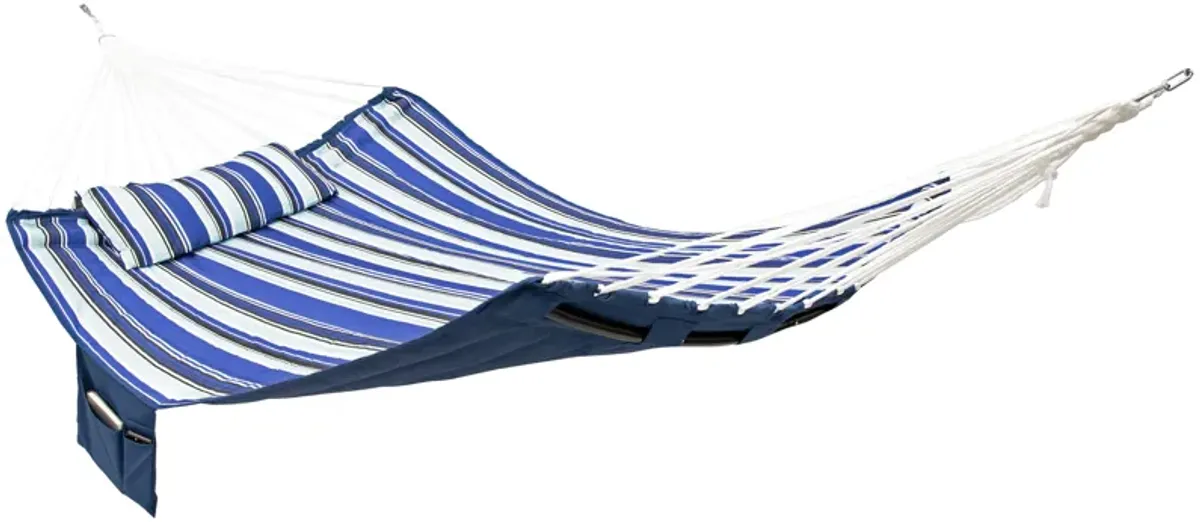 2-Person Polyester Hammock with Iron Spreader Bar and Pillow