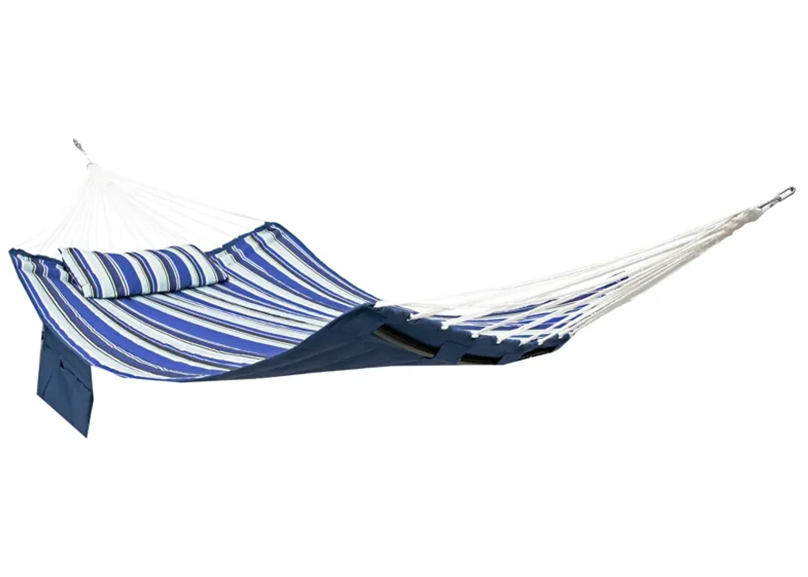 2-Person Polyester Hammock with Iron Spreader Bar and Pillow