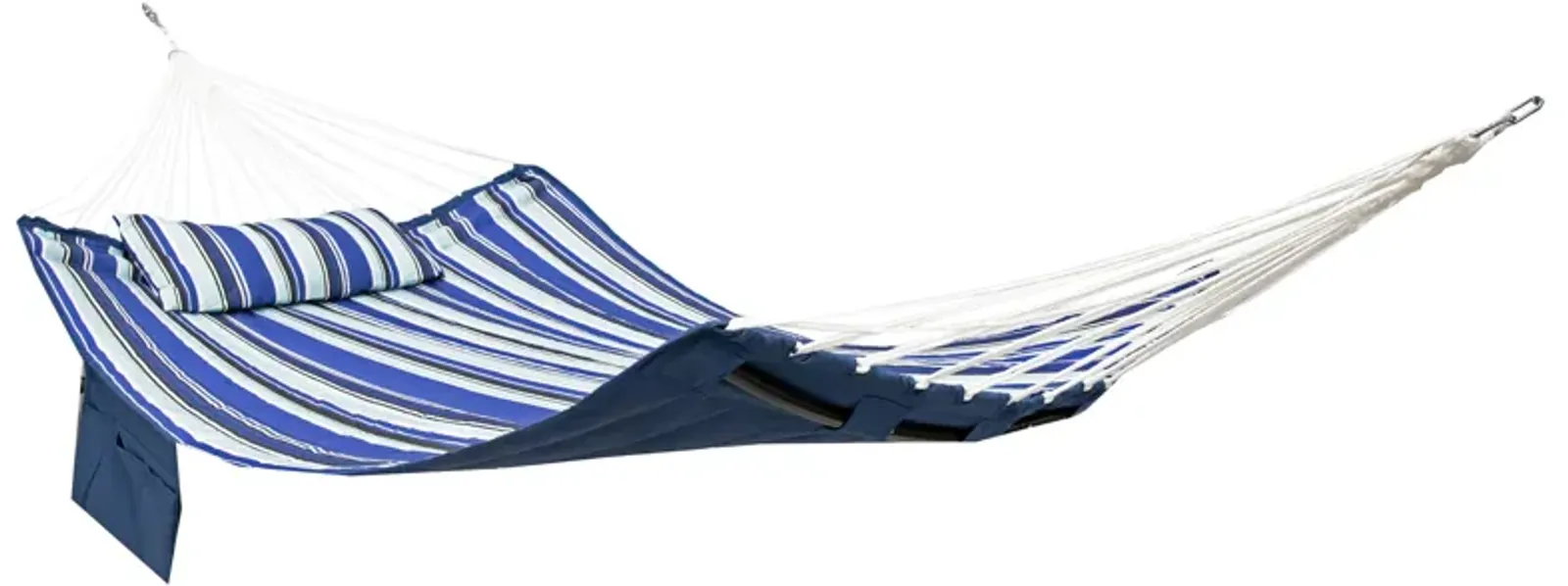 2-Person Polyester Hammock with Iron Spreader Bar and Pillow