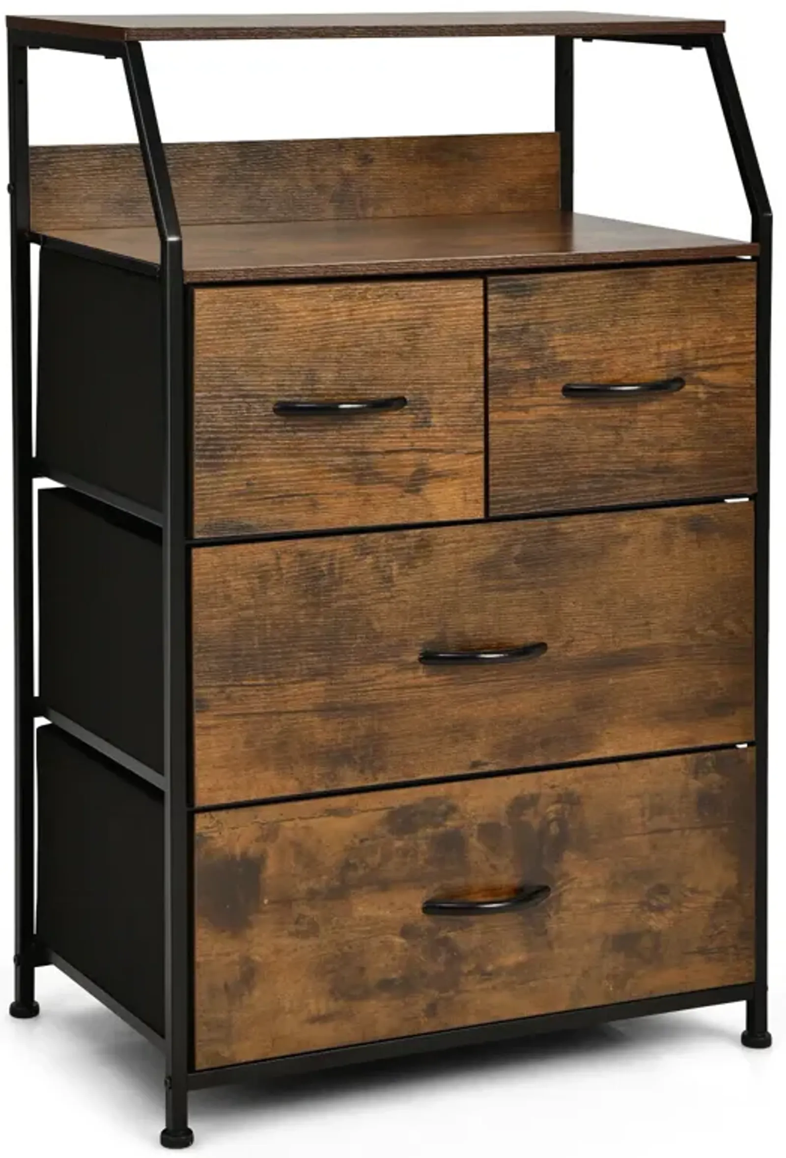 Freestanding Cabinet Dresser with Wooden Top Shelves