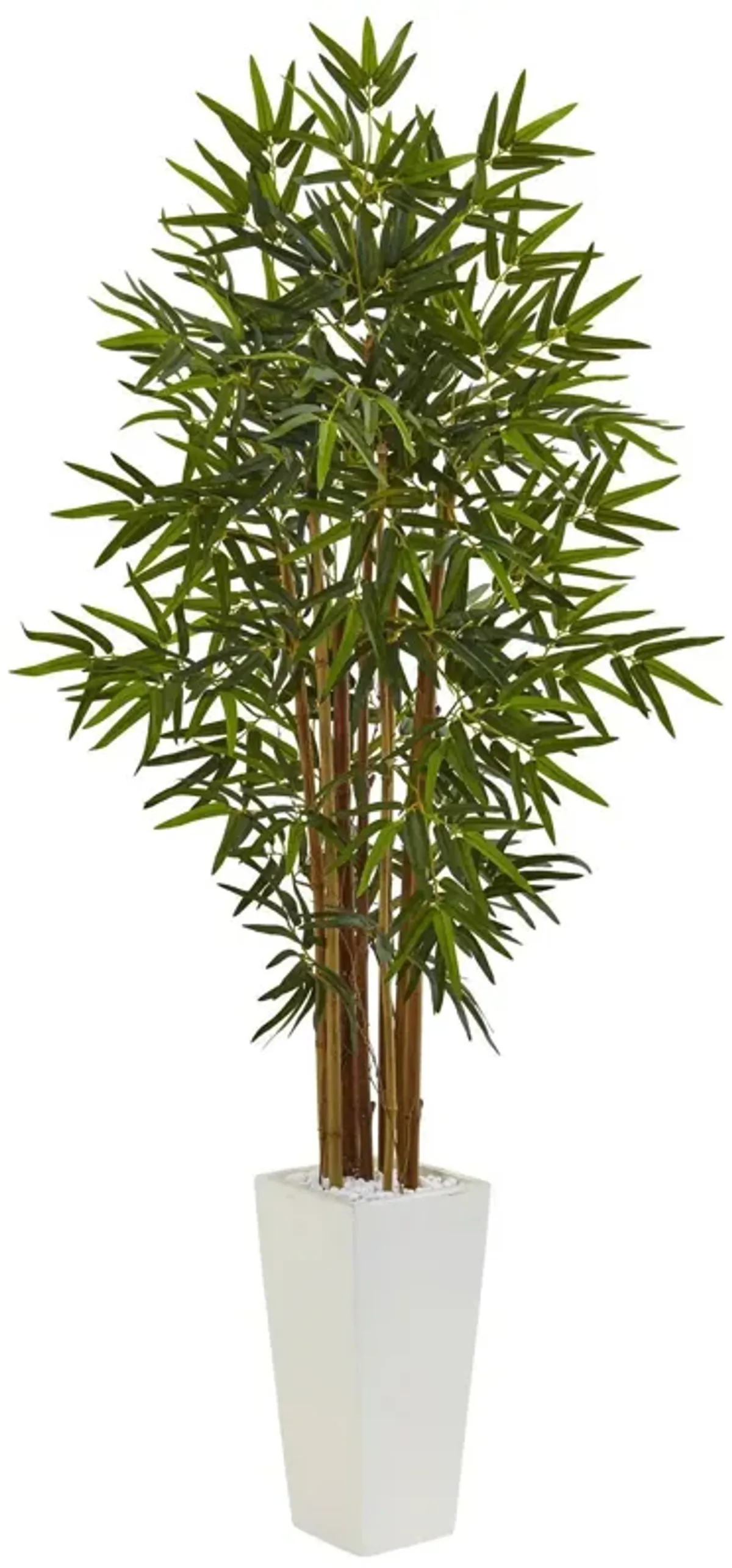 Nearly Natural 5-ft Bamboo Tree in White Tower Planter