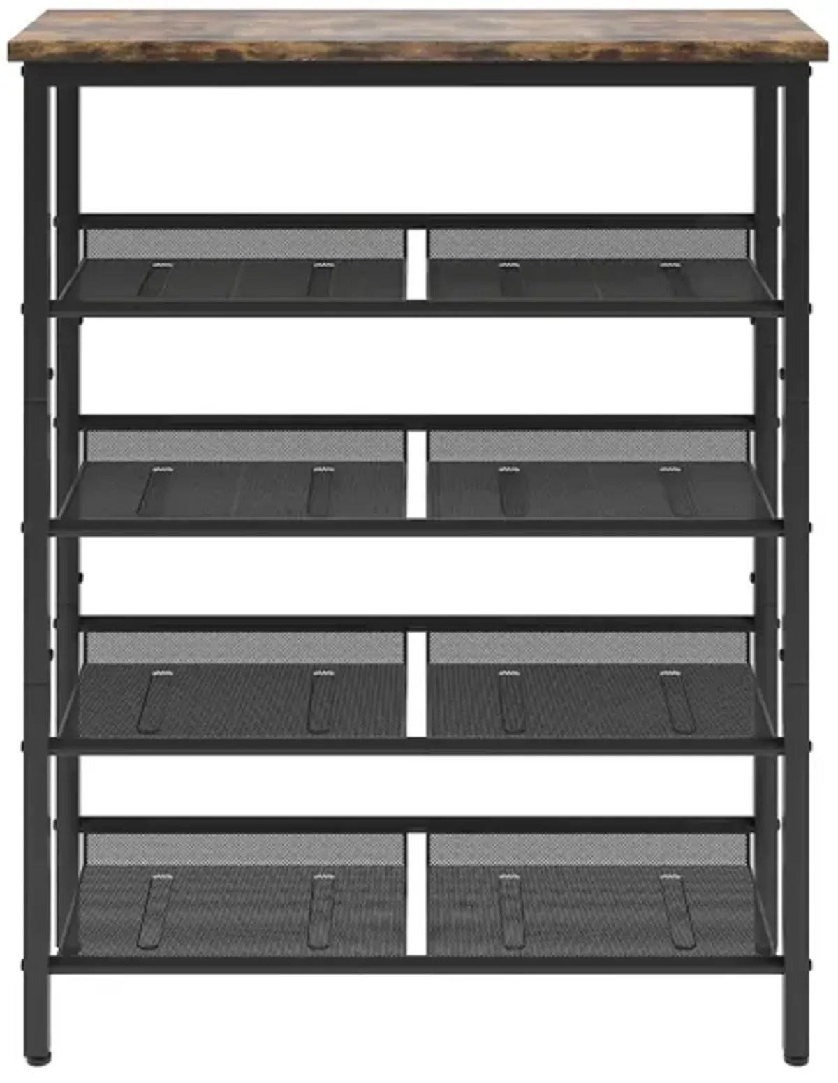 Adjustable 5-Layer Industrial Shoe Rack with Mesh Shelves