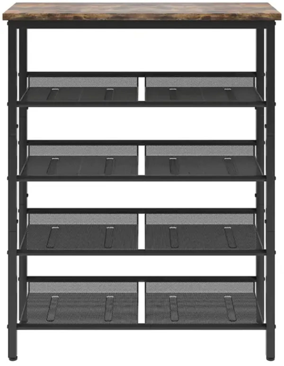 Adjustable 5-Layer Industrial Shoe Rack with Mesh Shelves