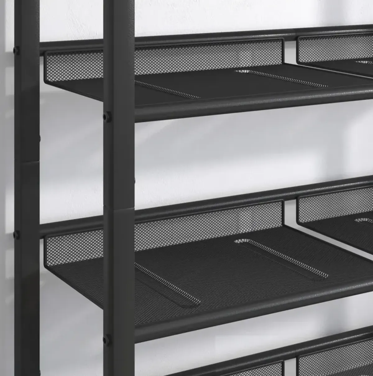 Adjustable 5-Layer Industrial Shoe Rack with Mesh Shelves