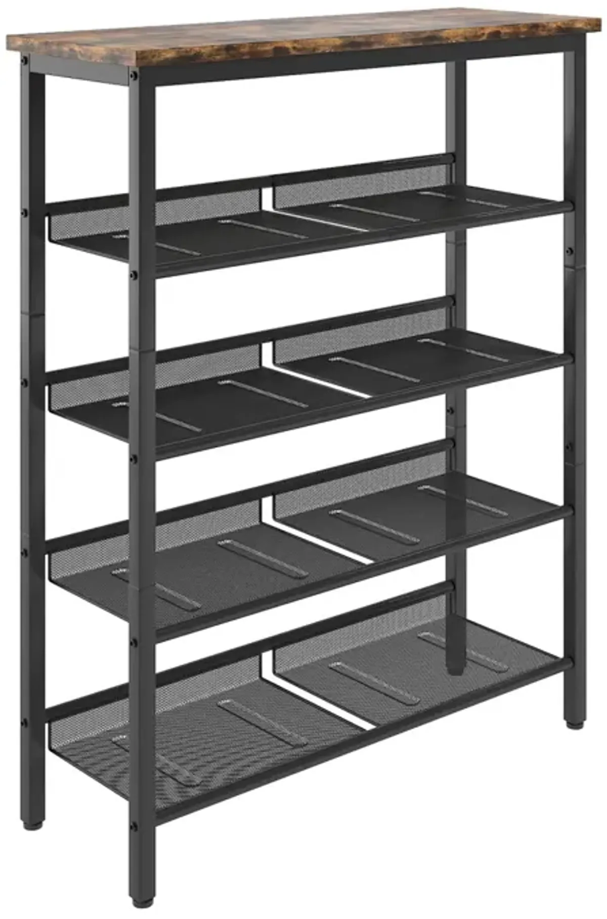 Adjustable 5-Layer Industrial Shoe Rack with Mesh Shelves