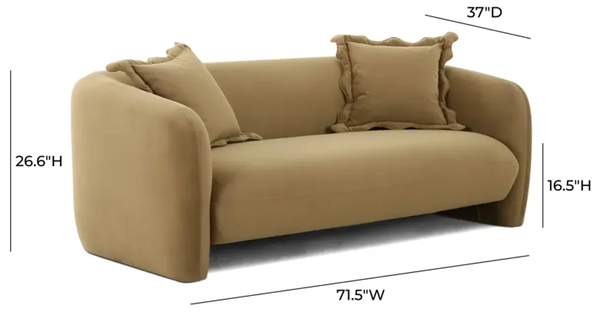 Lou Sandstone Textured Fabric Loveseat