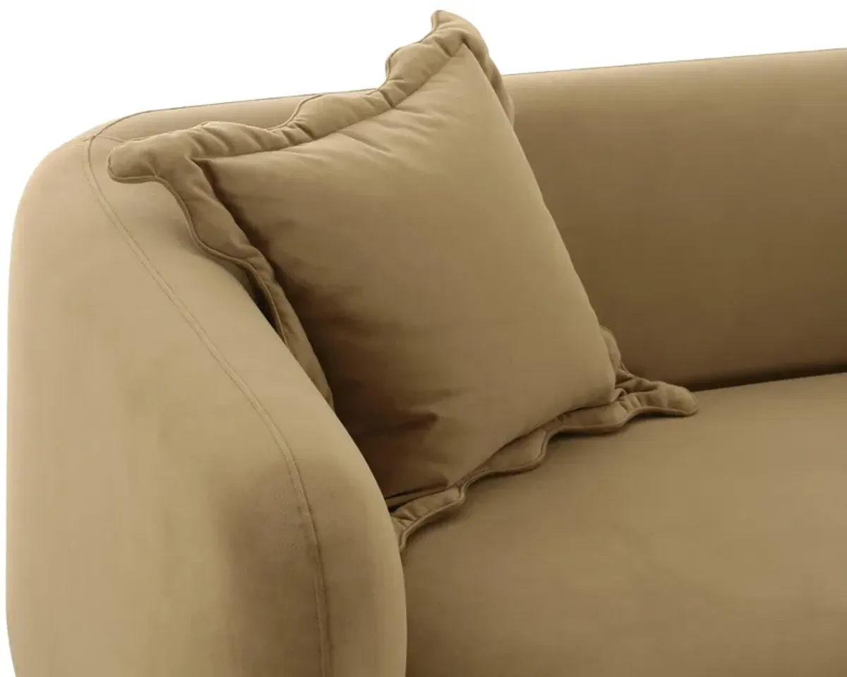 Lou Sandstone Textured Fabric Loveseat