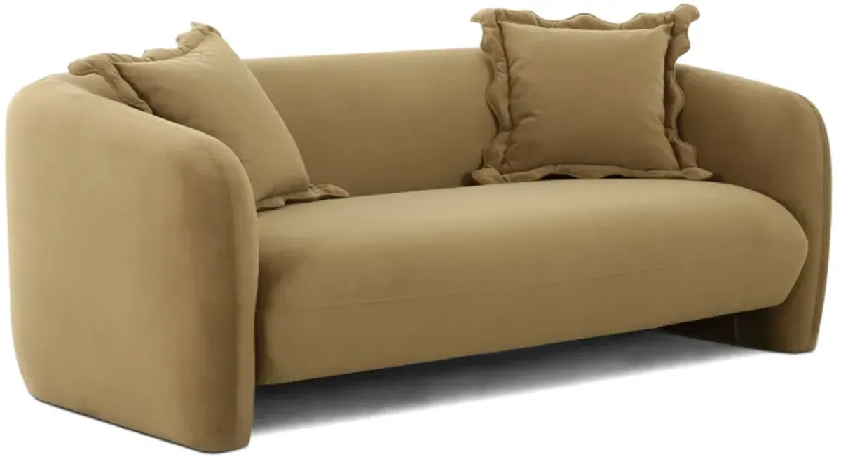 Lou Sandstone Textured Fabric Loveseat