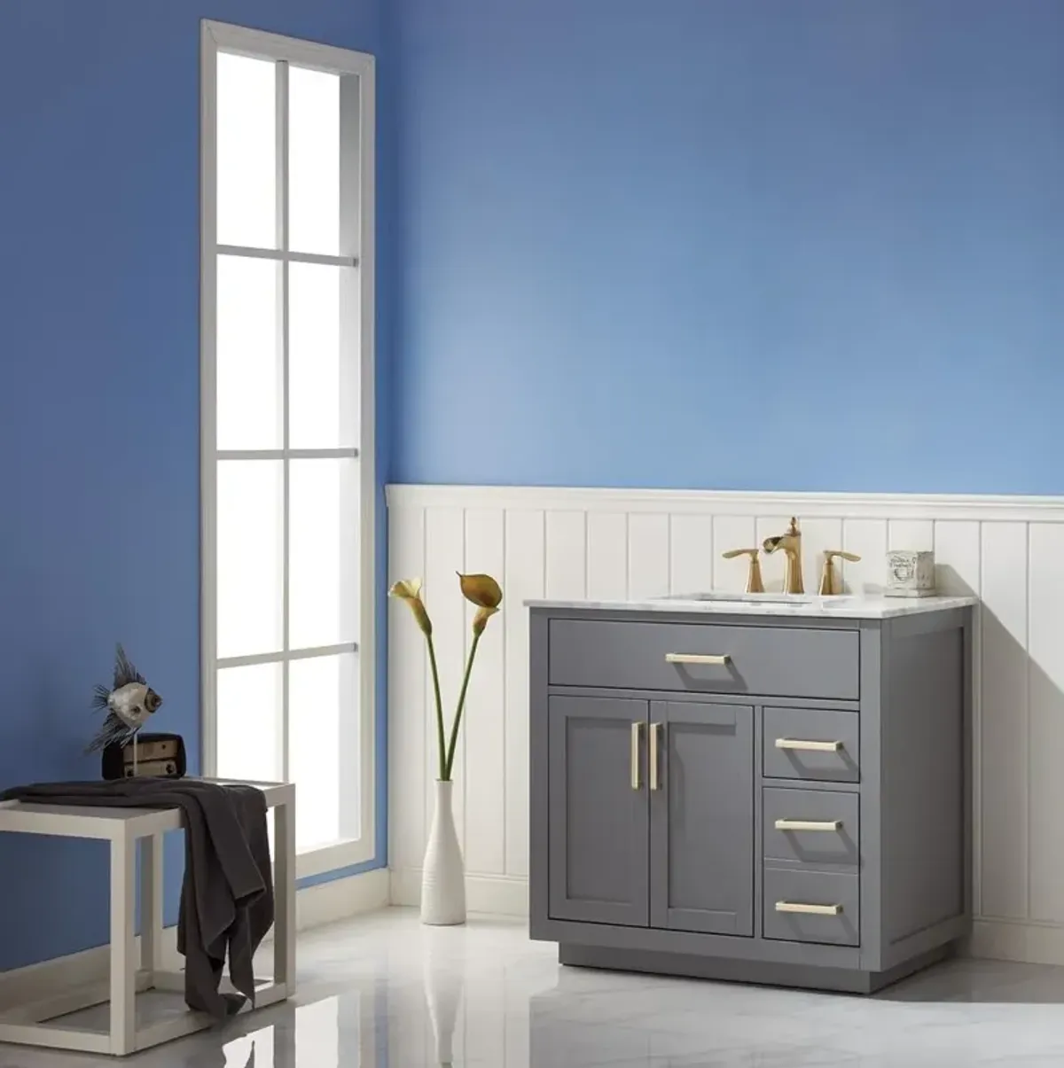 Altair 36 Single Bathroom Vanity Set in Gray without Mirror