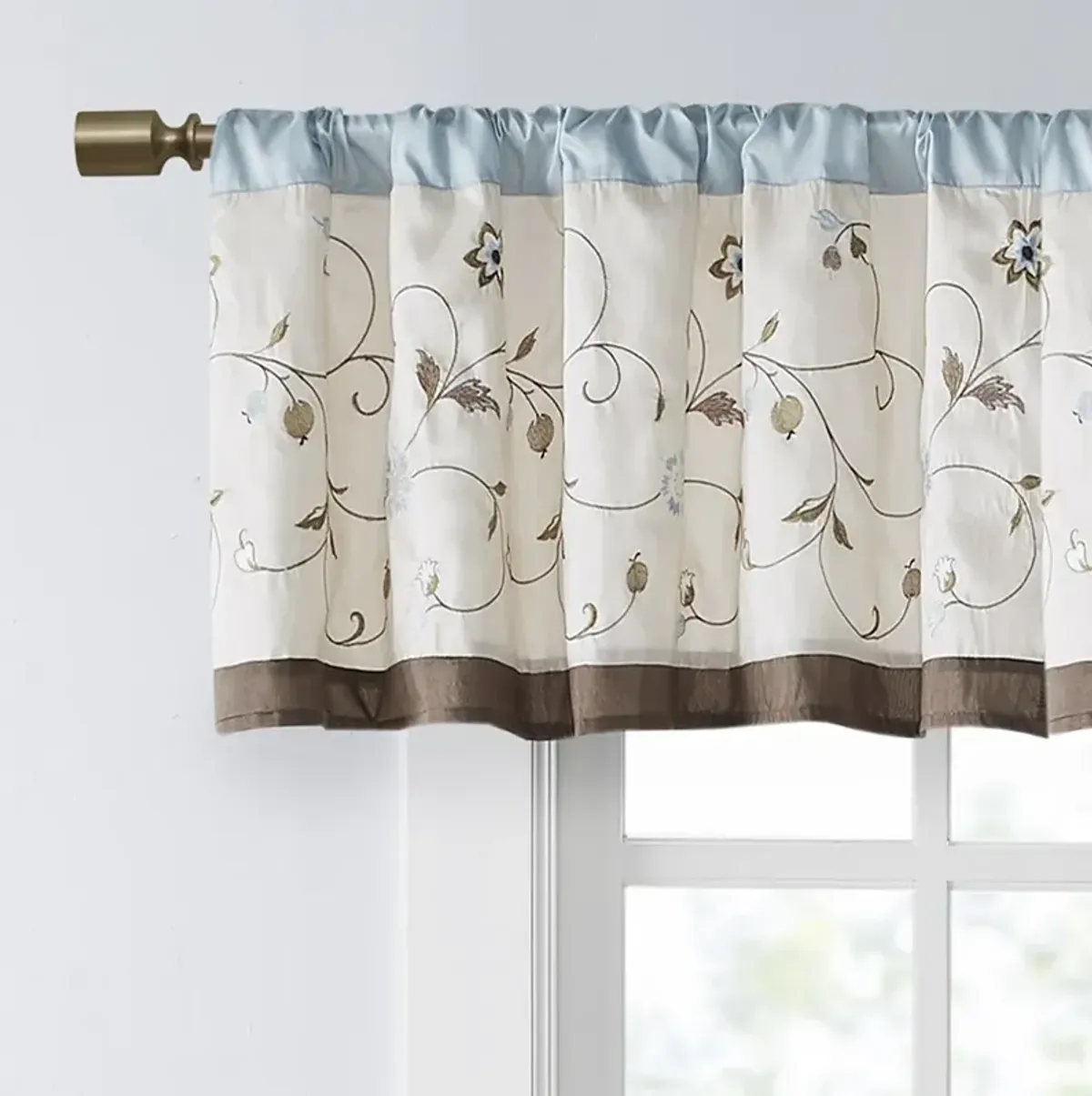 Gracie Mills Rogelio Floral Embroidered Window Valance