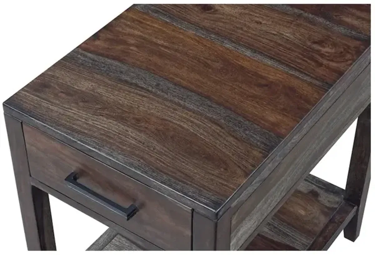 Porter Designs Fall River Solid Sheesham Wood End Table, Natural