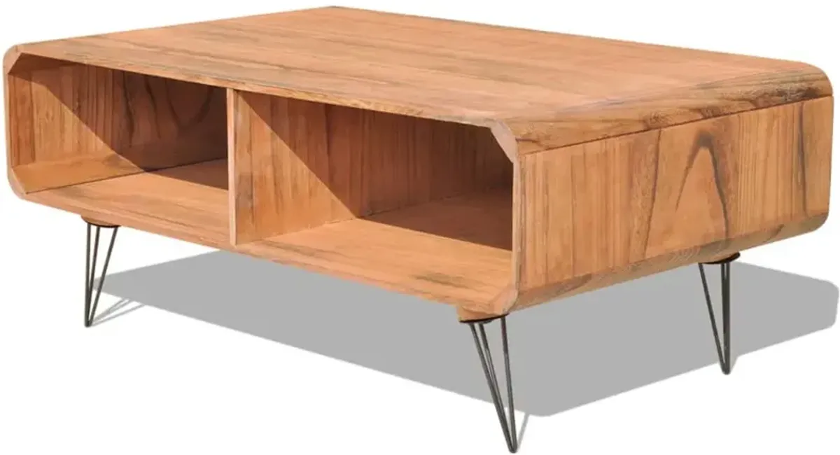 vidaXL Coffee Table 35.4x21.9x15.2 Solid Paulownia Wood Brown