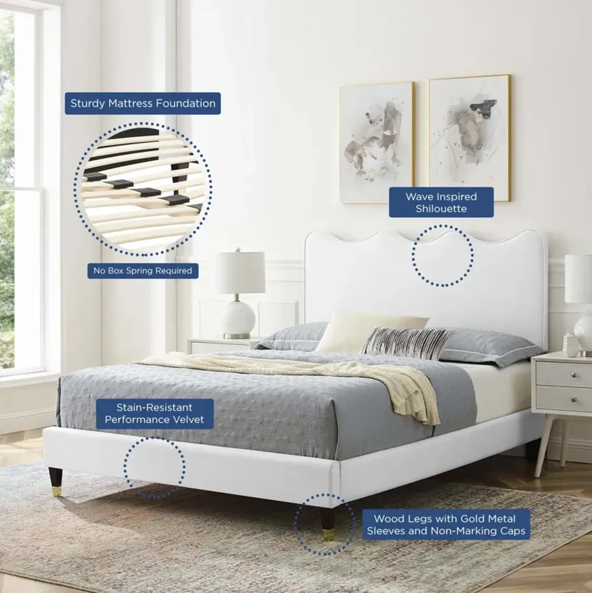 Modway - Current Performance Velvet Queen Platform Bed