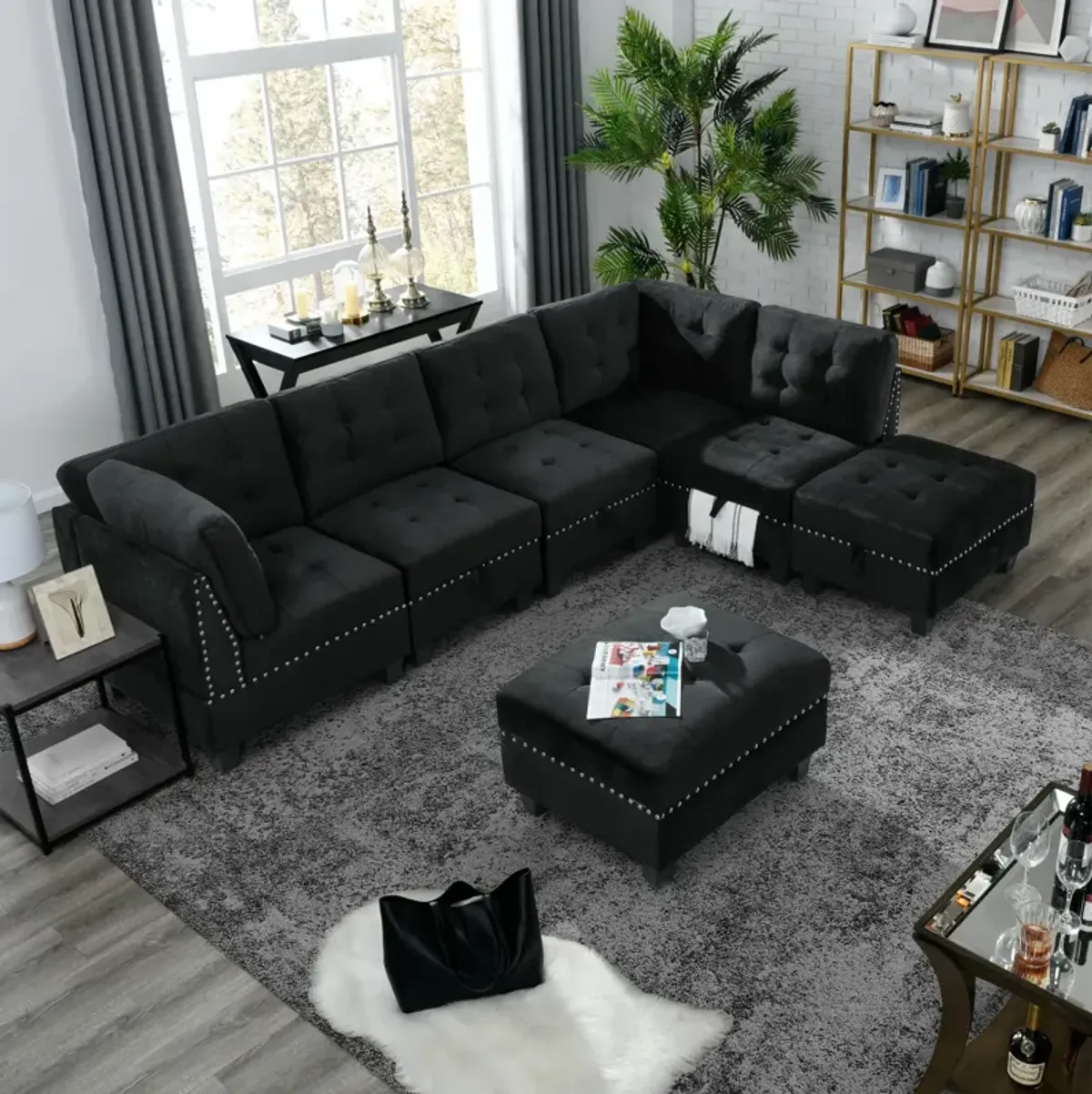 Ottoman For Modular Sectional, Velvet