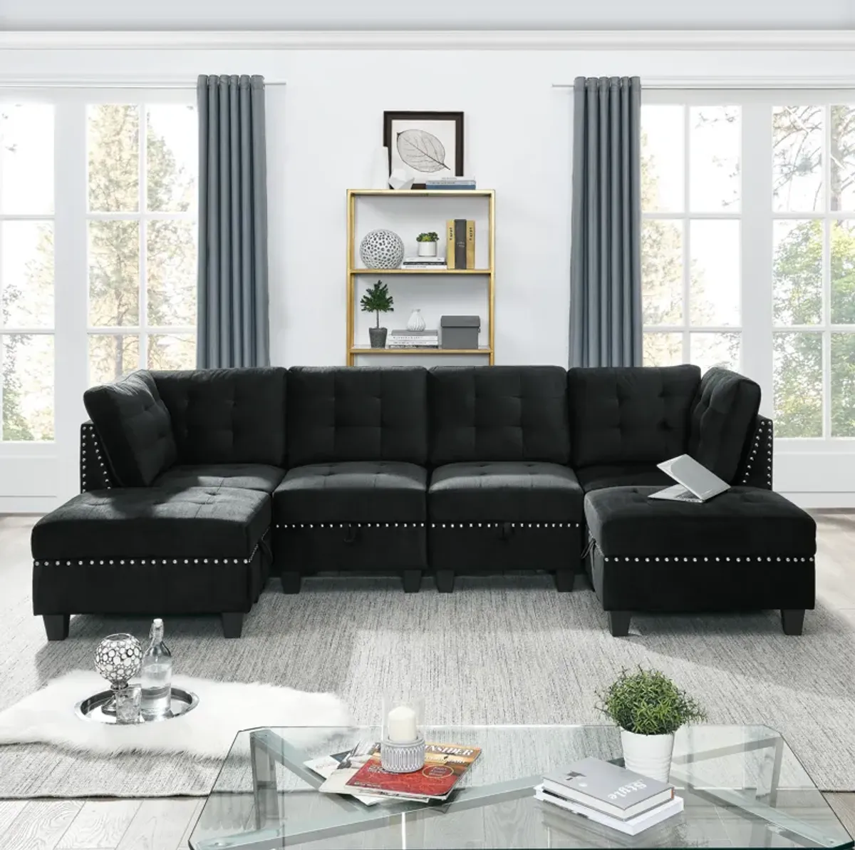 Ottoman For Modular Sectional, Velvet