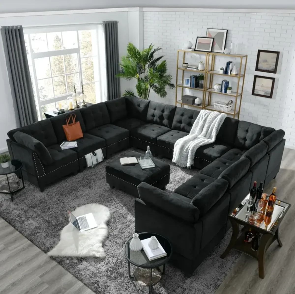 Ottoman For Modular Sectional, Velvet