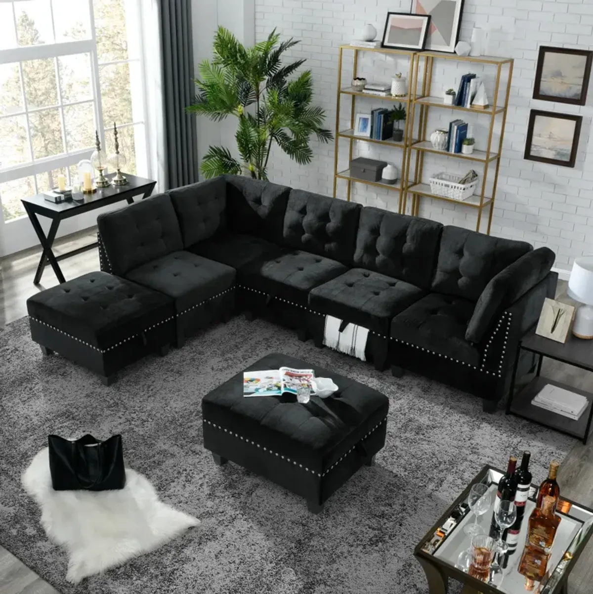 Ottoman For Modular Sectional, Velvet