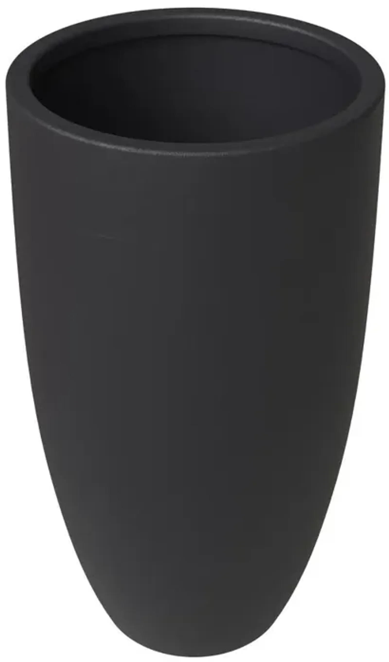 LeisureMod Crete Series Poly Stone Planter in Black 17.3 Dia, 31.5 High