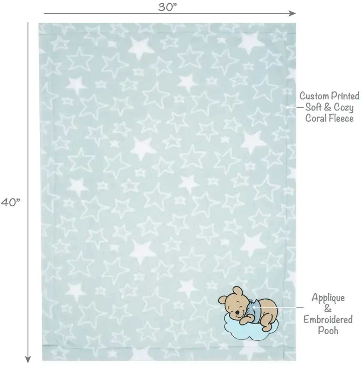 Bedtime Originals Disney Baby Starlight Pooh Blue/White Soft Fleece Baby Blanket