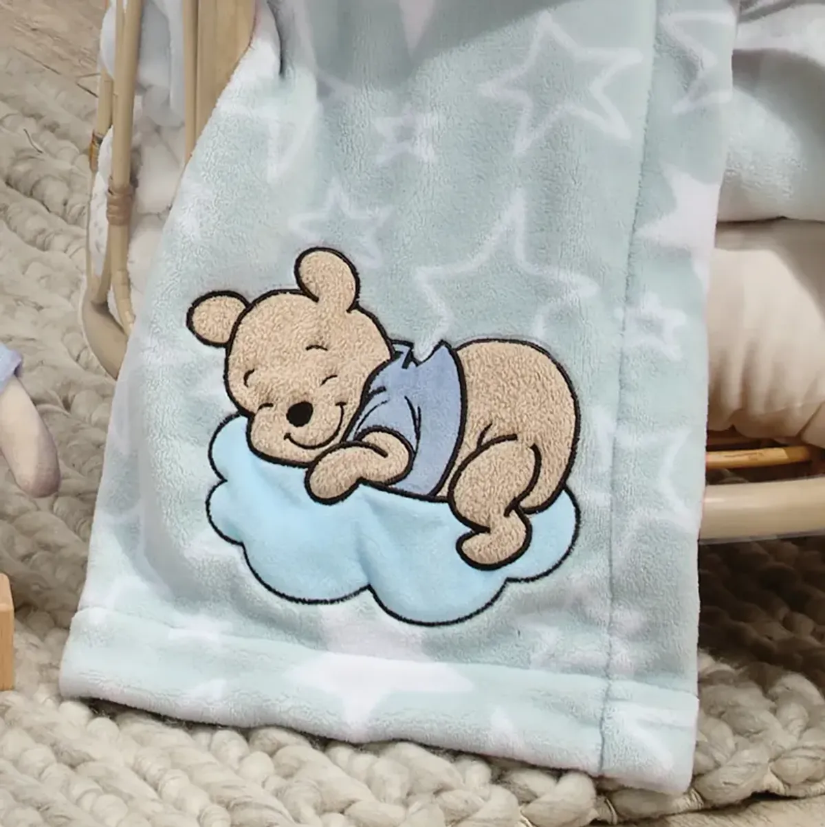 Bedtime Originals Disney Baby Starlight Pooh Blue/White Soft Fleece Baby Blanket