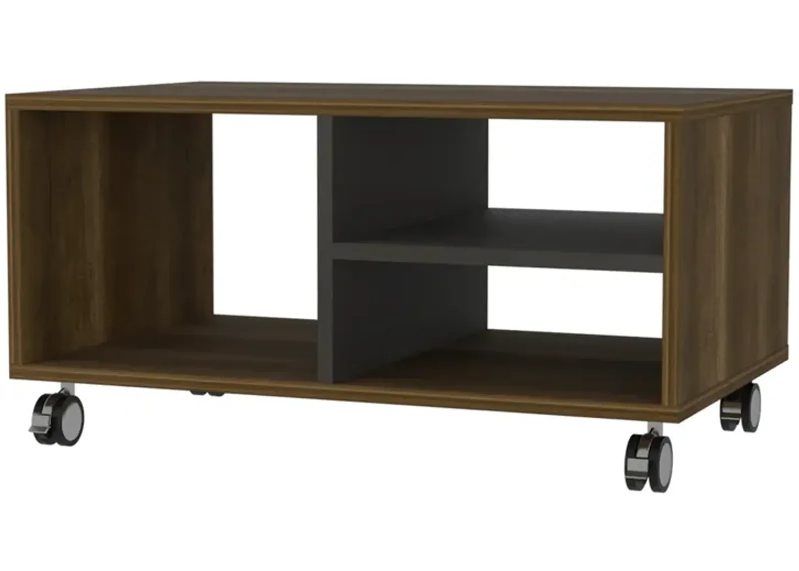 Willow 3-Shelf Rectangle Coffee Table Walnut and Black