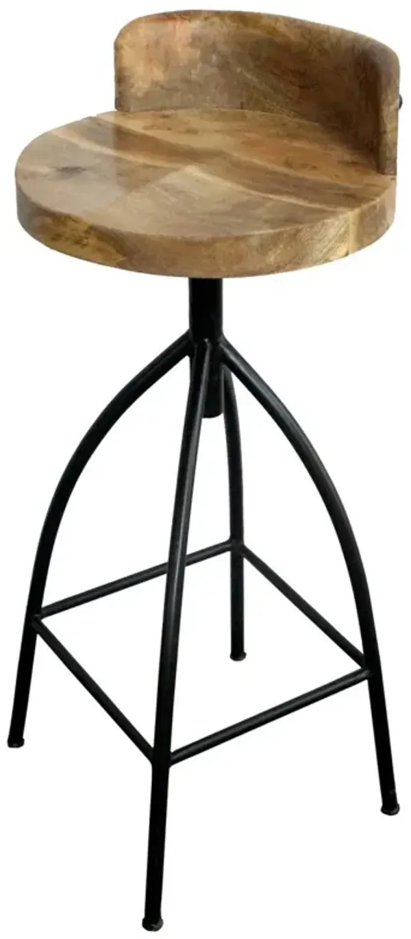 Industrial Style Adjustable Swivel Barstool With Backrest