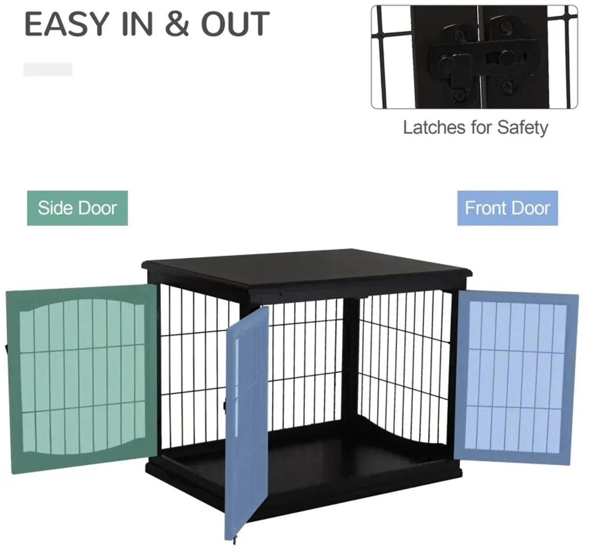 Stylish Black Dog Den: Modern Wooden Crate with Double Doors