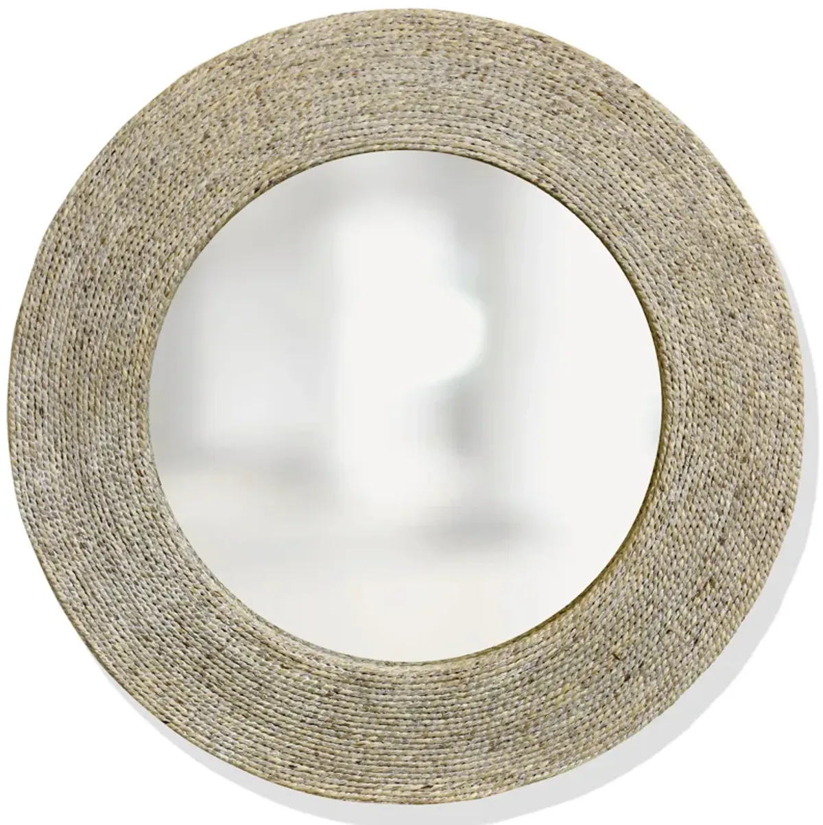 White Rope Tie Round Mirror