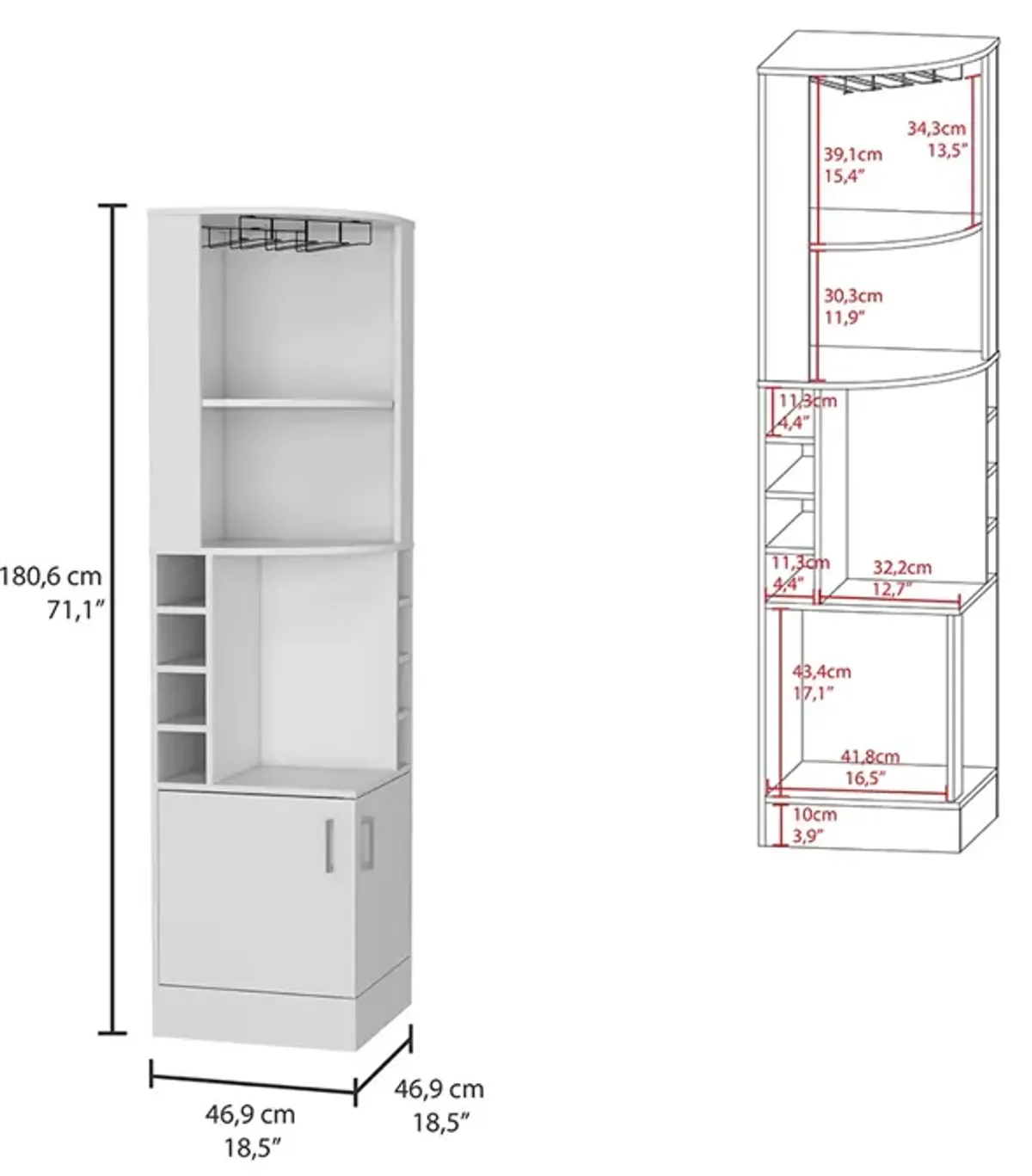 Bar Cabinet Papprika, Living Room, White