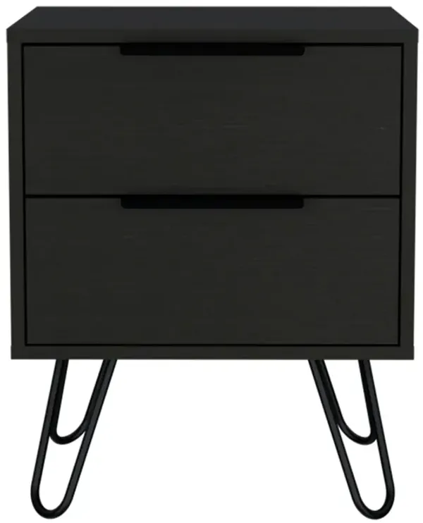 Wood-Style Nightstand with 2 Drawers – Faux Wood Bedside Table