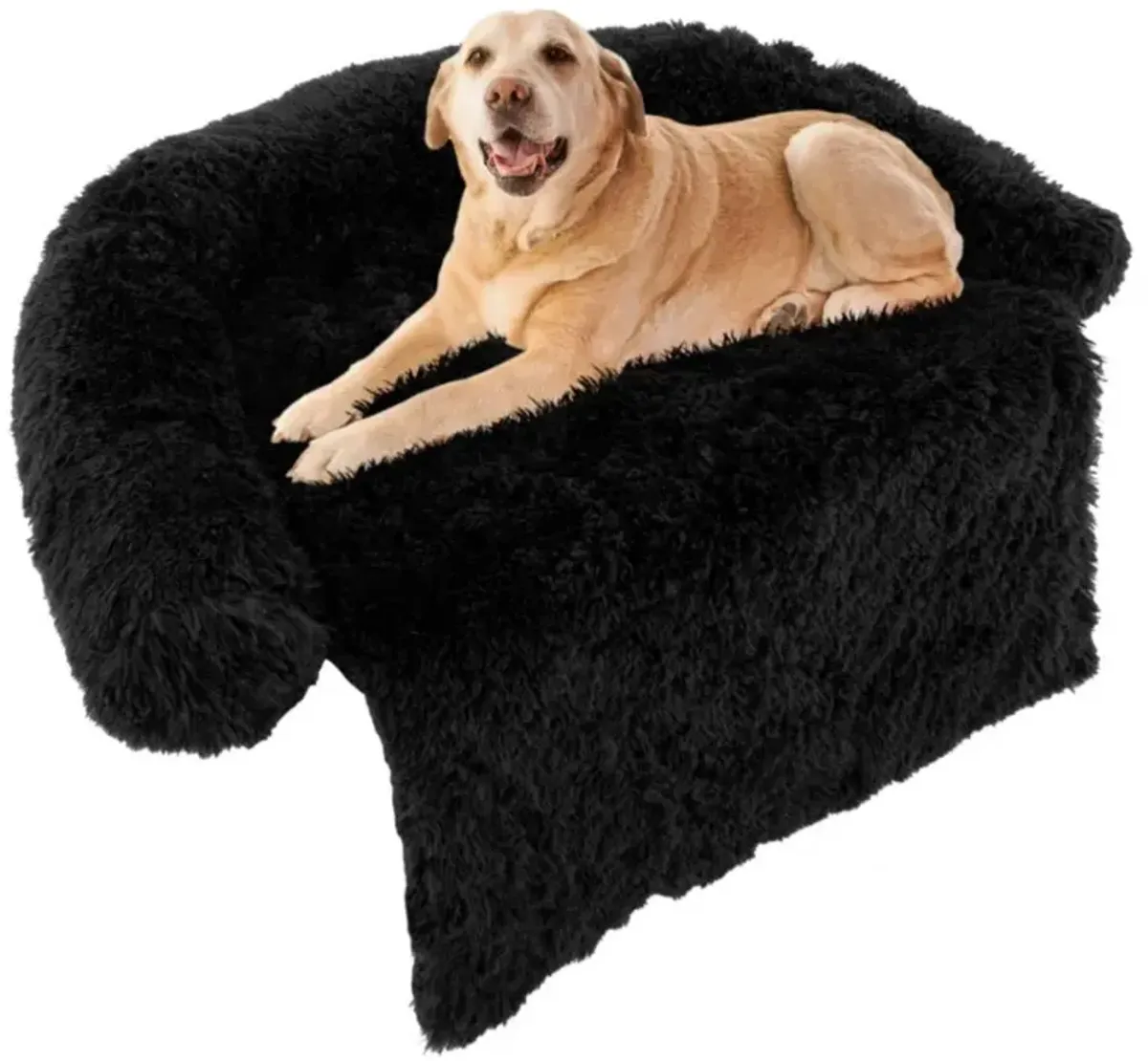 Hivvago Plush Calming Dog Couch Bed with Anti-Slip Bottom