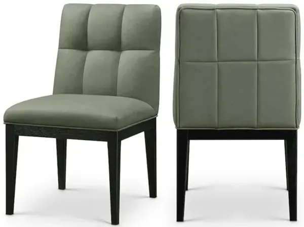Meridian Furniture Adrian Green Vegan Leather Dining Side Chair, Set of 2