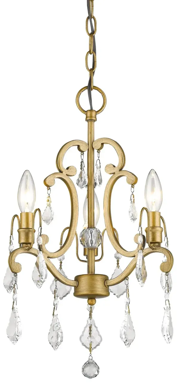 Hivvago Gold Candle Style Three Light Crystal Metal Dimmable Chandelier