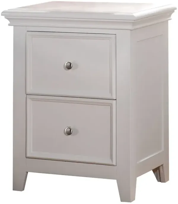 Contemporary Style Wood and Metal Nightstand with 2 Drawers, White-Benzara