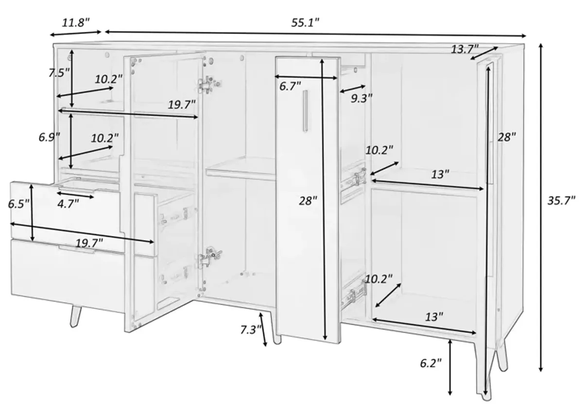 Merax  Two-door Storage Cabinet with Metal Handles