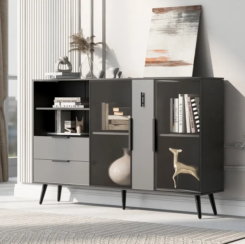 Merax  Two-door Storage Cabinet with Metal Handles