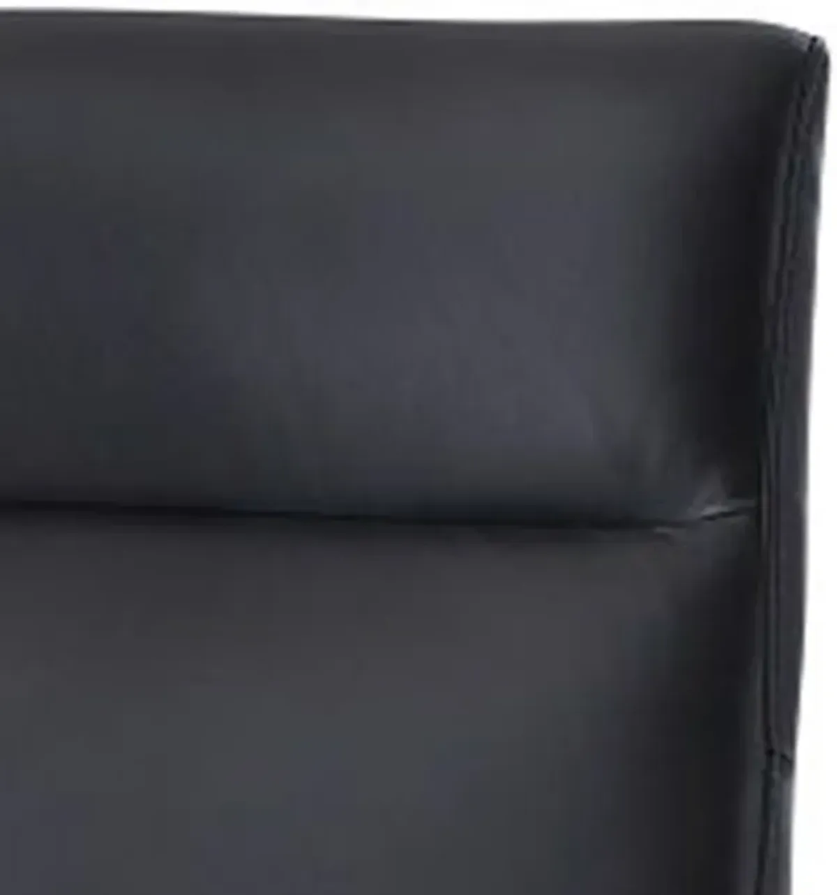 25 Inch Side Dining Chair Set of 2, Tall Back, Black Leather, Brown Wood - Benzara