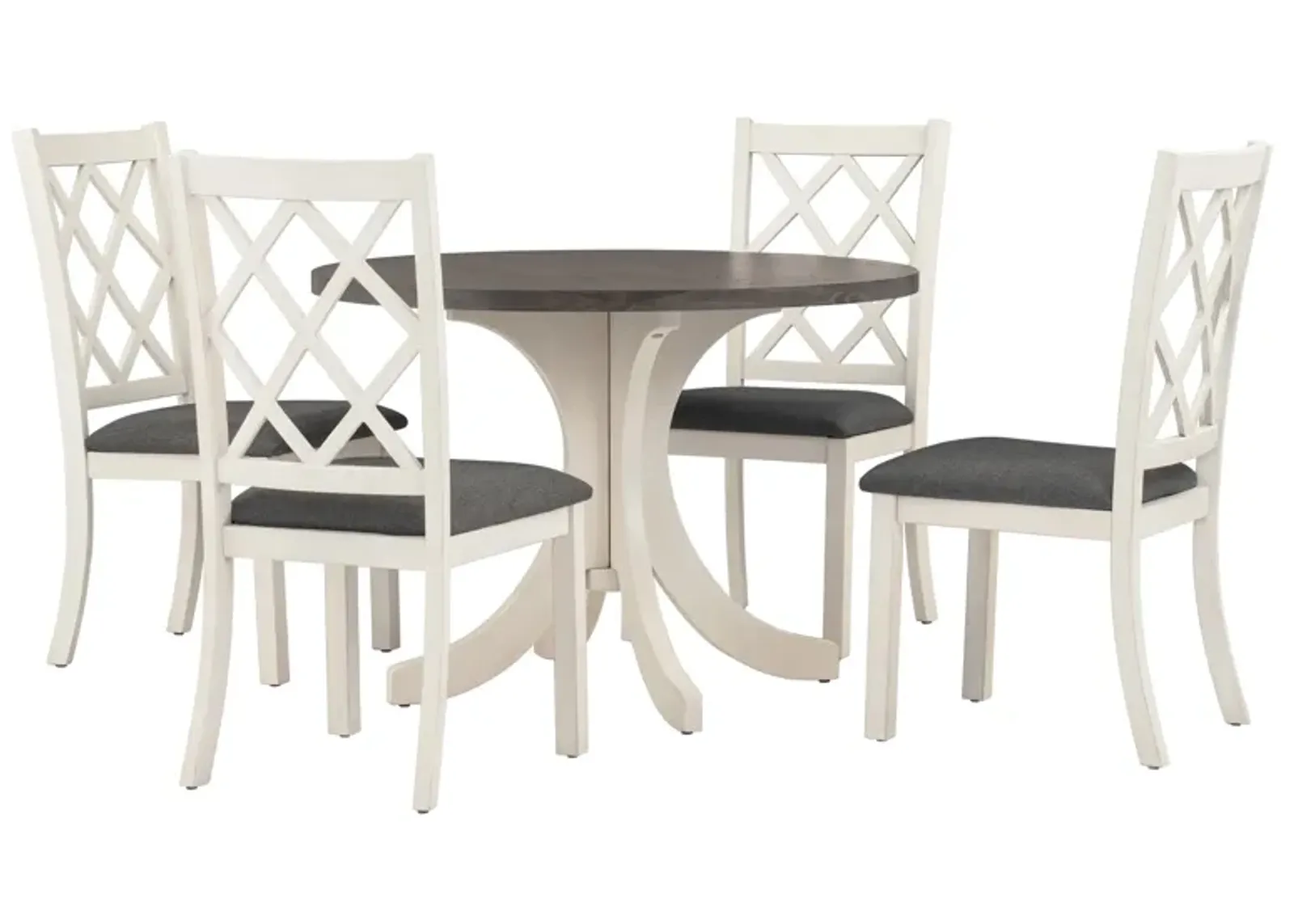 Merax Mid-Century Solid Wood 5-Piece Round Dining Table Set