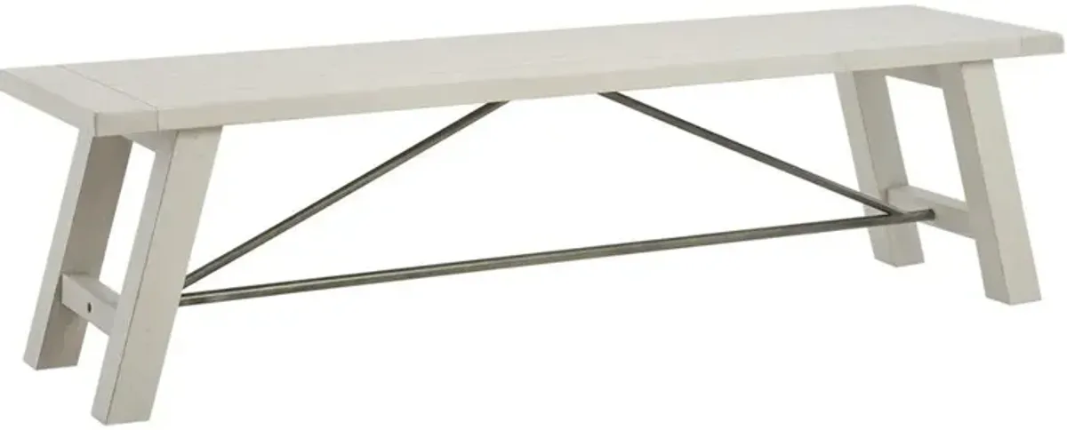 Belen Kox Dining Bench - White Wash Finish, Solid Wood Seat, Belen Kox