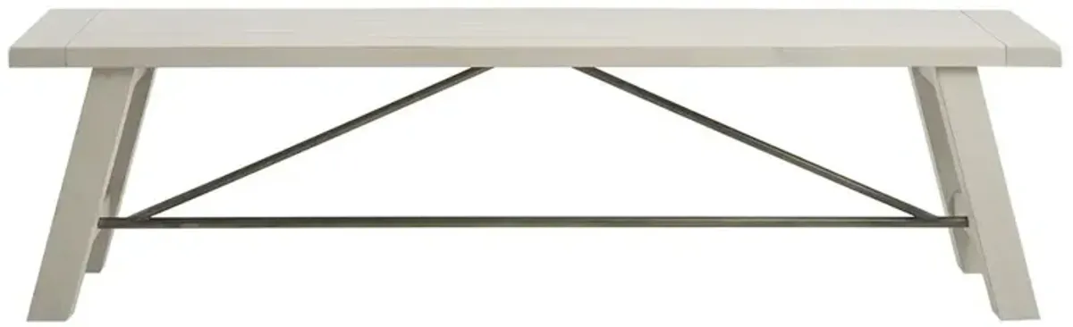 Belen Kox Dining Bench - White Wash Finish, Solid Wood Seat, Belen Kox