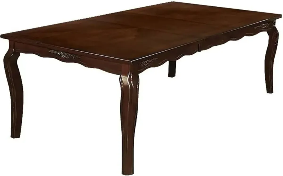 Viny 7pc Dining Table Set with 6 Fabric Chairs, Dark Walnut Solid Wood