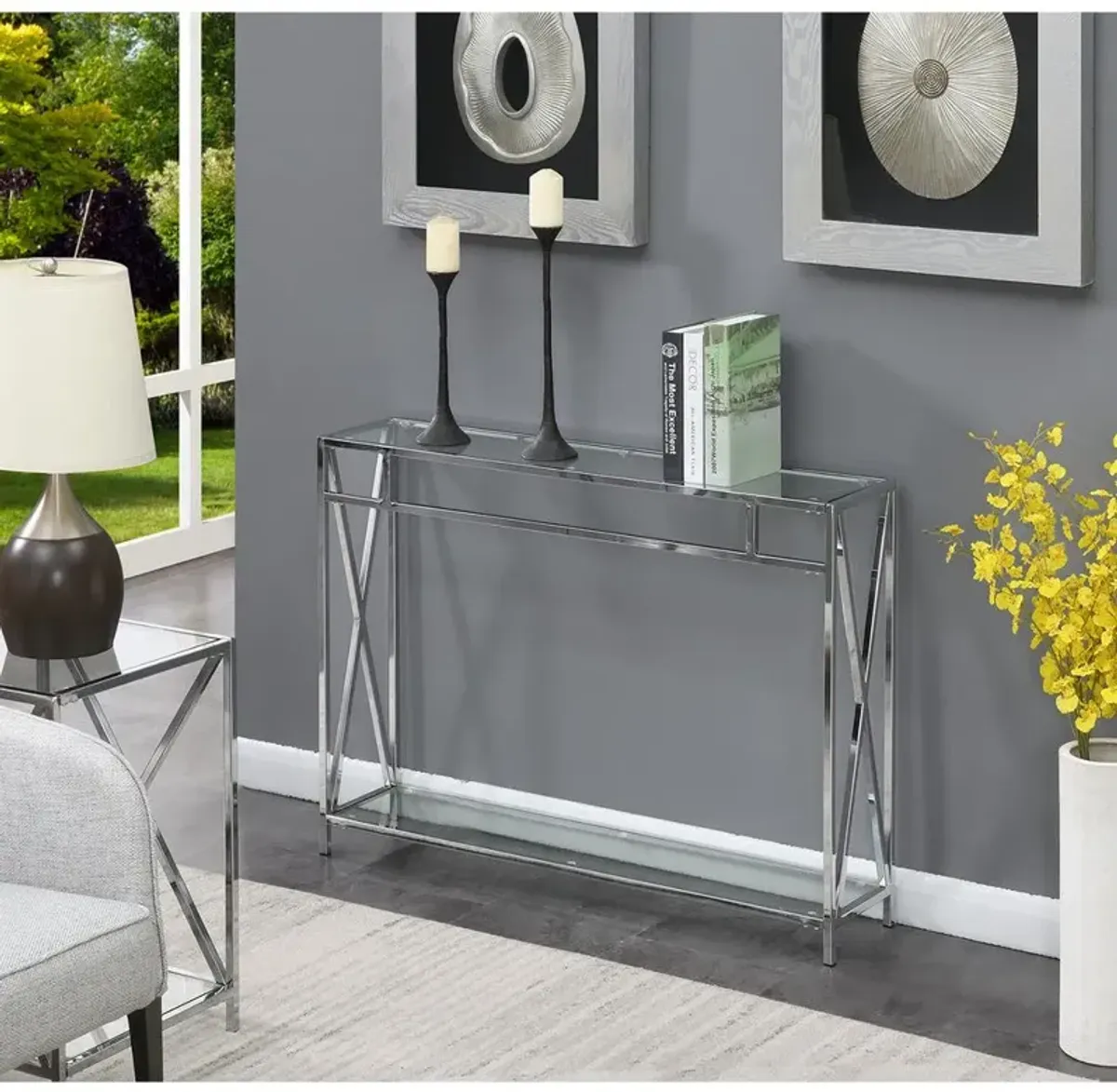 Convenience Concepts Oxford Chrome Console Table