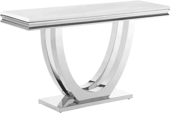 Kerwin U-base Stone Top Entryway Sofa Console Table Chrome