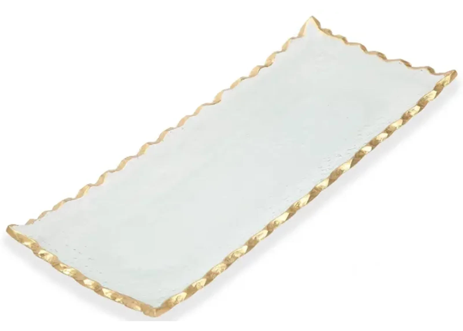 Glass Oblong Tray with Gold Edge