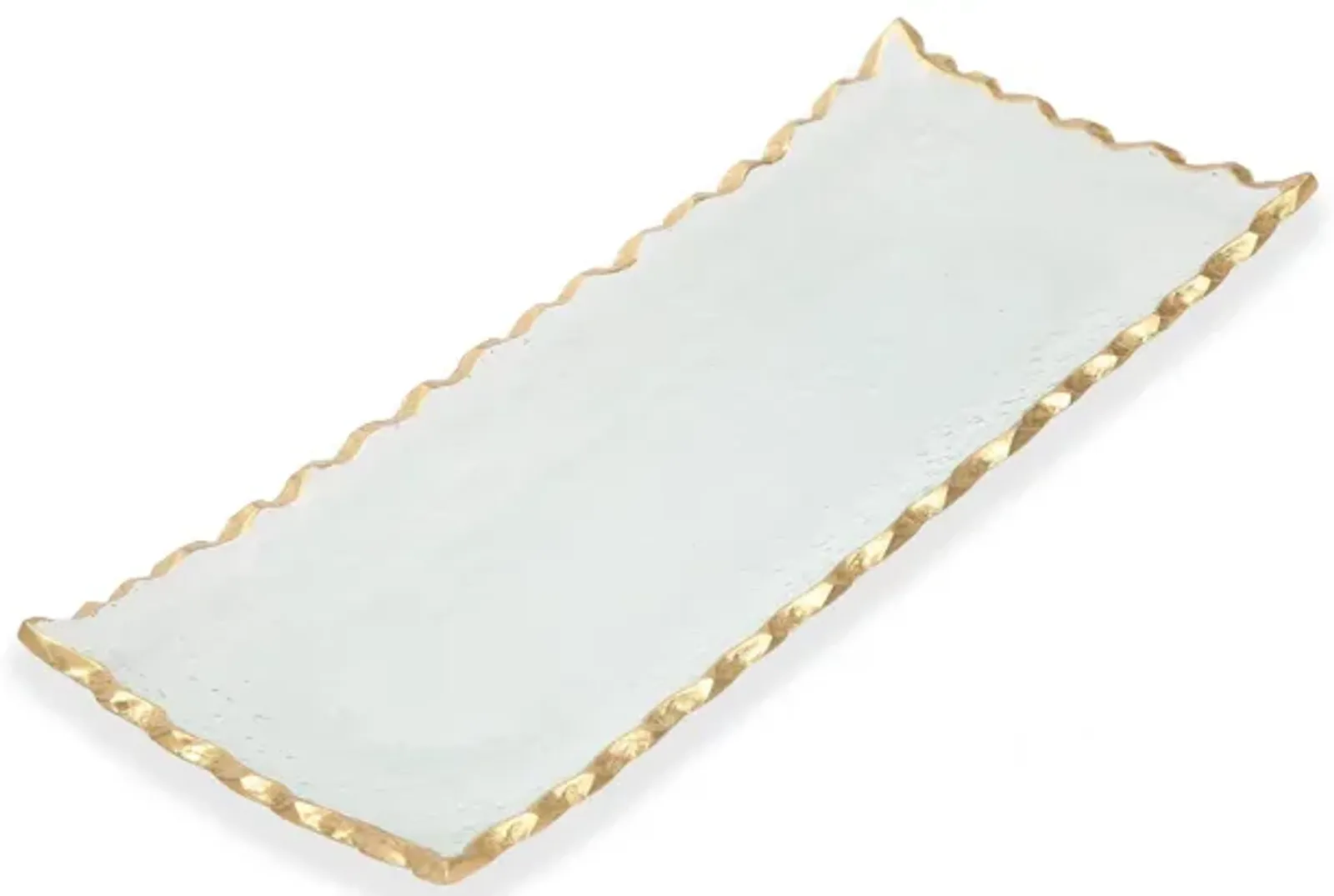 Glass Oblong Tray with Gold Edge